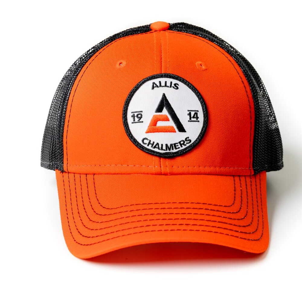 Allis Chalmers Tractor Logo Hat, Orange with Black Mesh Back